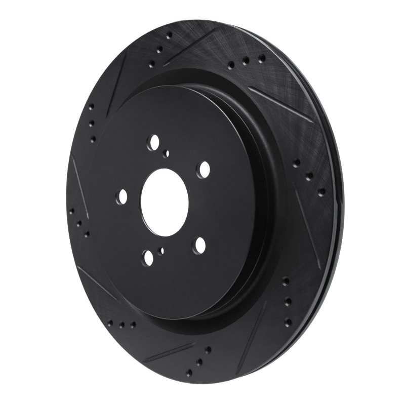 Lexus RX350 Brake Rotor (1) - Rear Left - R1 Concepts - Drilled & Slotted - Black - `16-`22